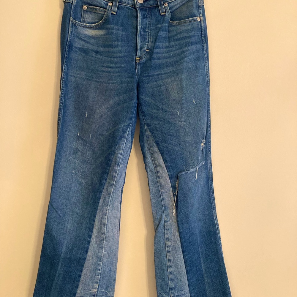AMO Babe ankle Jean patched with distress, size 28